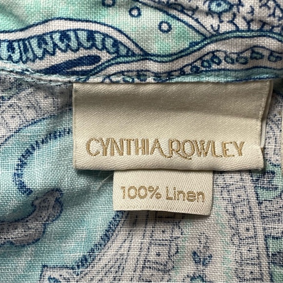 Cynthia Rowley Women Size 6 100%‎ Linen Paisley Sleeveless Midi Dress Lagenlook - Picture 5 of 10